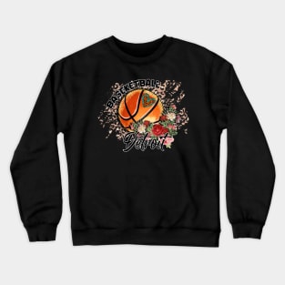 Aesthetic Pattern Detroit Basketball Gifts Vintage Styles Crewneck Sweatshirt
